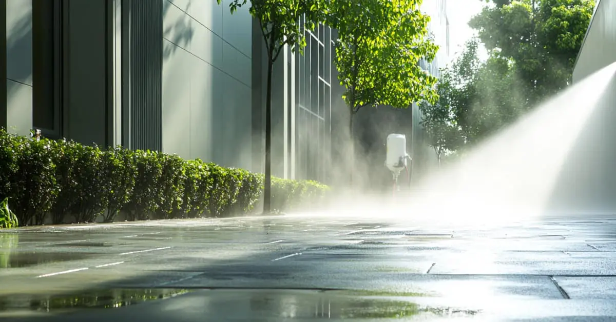 pressure washing a commercial sidewalk in Denville NJ