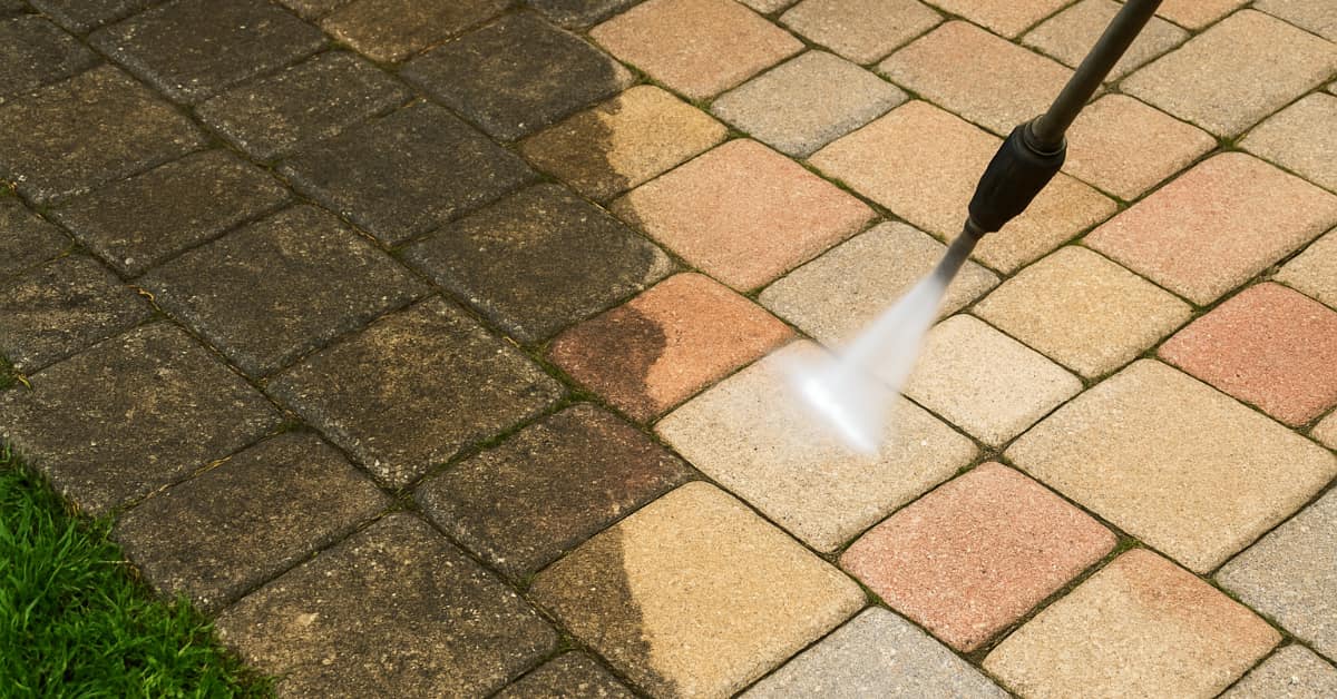 powerwashing pavers and cement